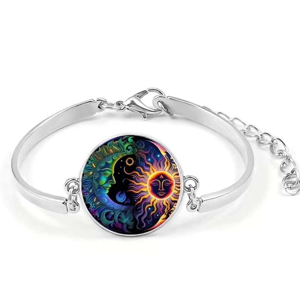 Sun & Moon 3-pc Round Fashion Jewelry Set 3-pc Set (Necklace-Earrings-Bracelet) - Picture 2 of 5